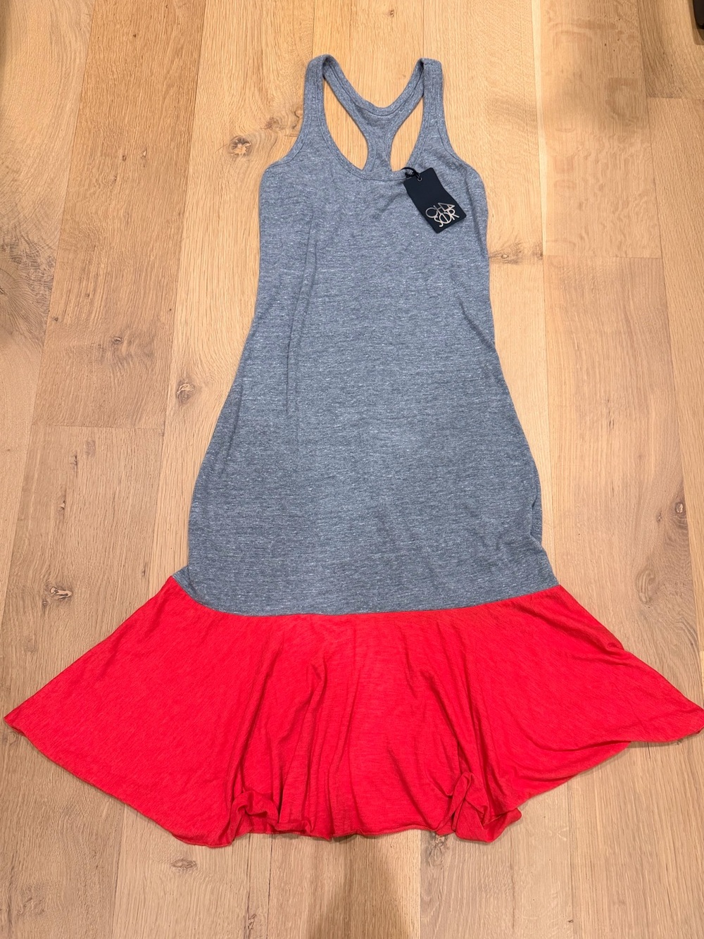 Chaser Gray Red Colorblock Racerback Maxi Dress Size M NWT